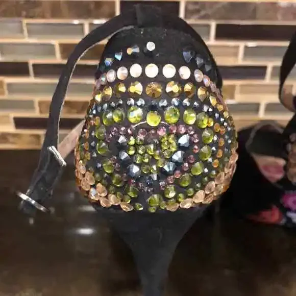 Betsey Johnson open toe heels with bling backs ankle strap women’s 8.5 - Picture 3 of 10